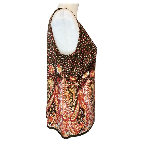 Talbots 100% Silk Sleeveless Top Mixed Floral/Paisley Print Size 14 Petite - Picture 2 of 9